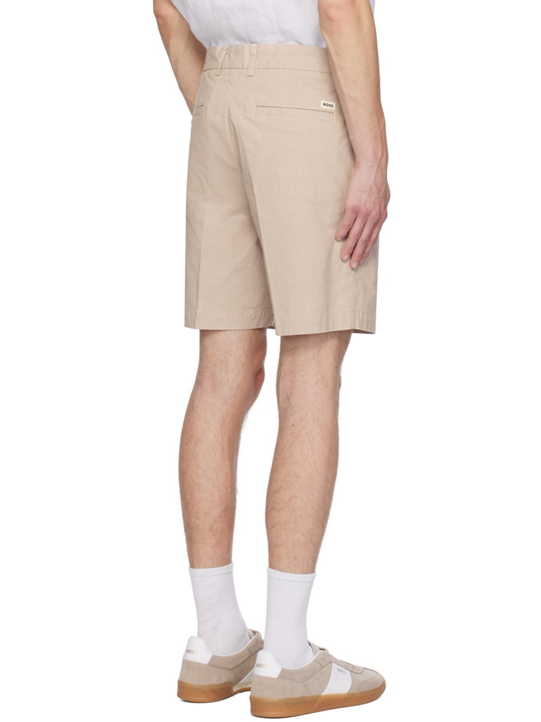 Beige Pleated Shorts - 3