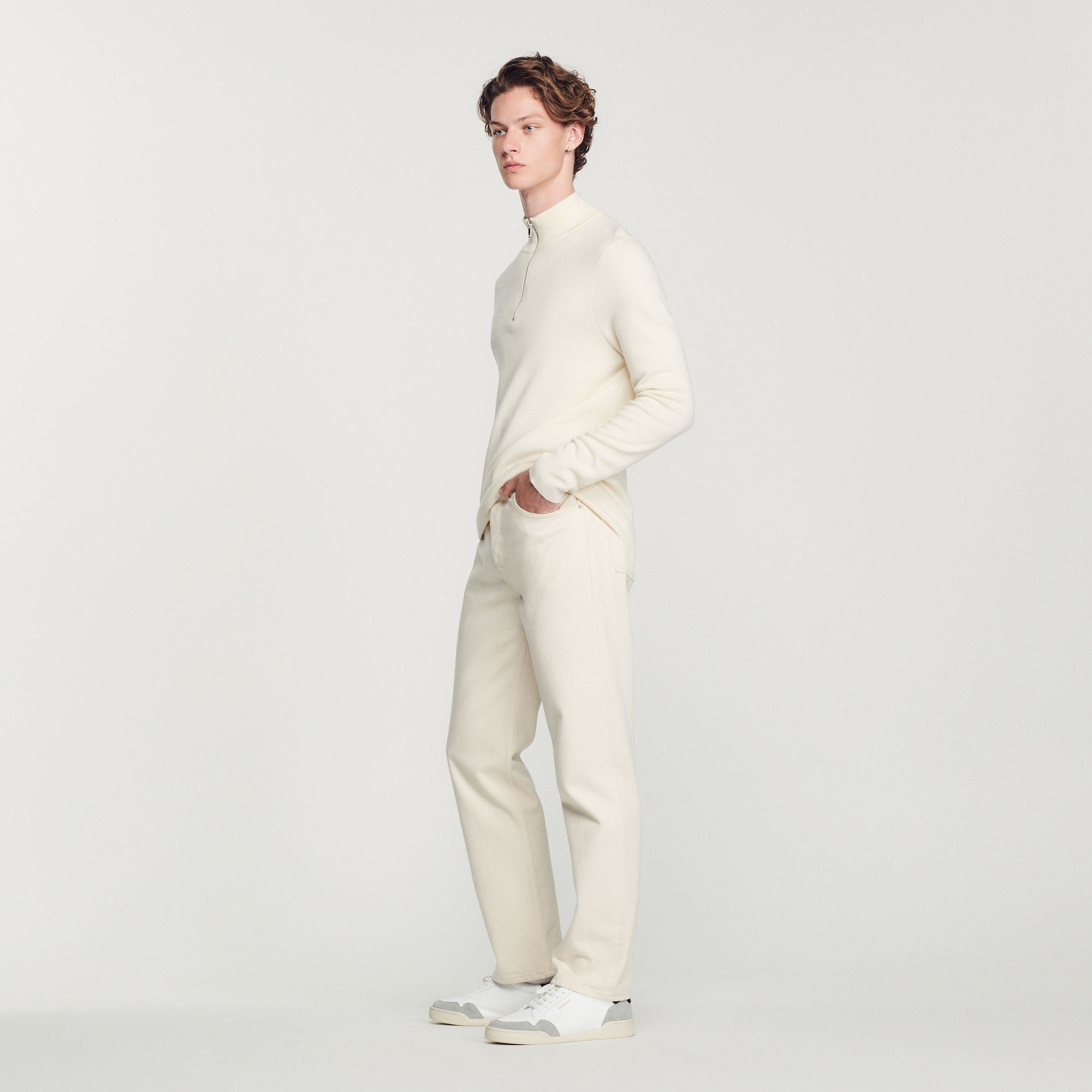 Wool sweater with zipped collar - 7