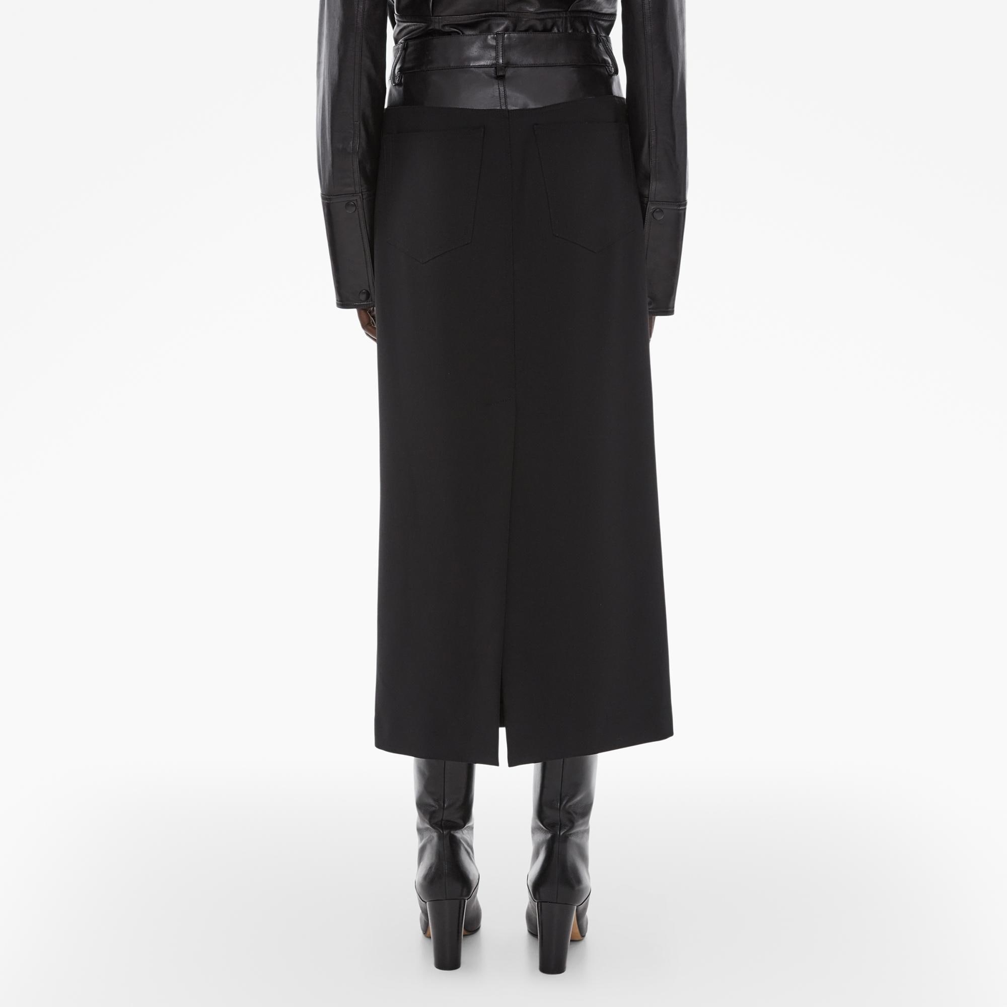 LEATHER-TRIMMED GARTER SKIRT - 4