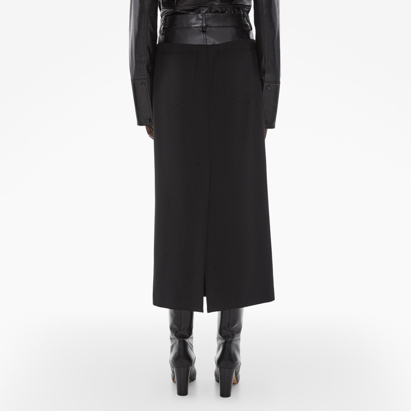 LEATHER-TRIMMED GARTER SKIRT 4