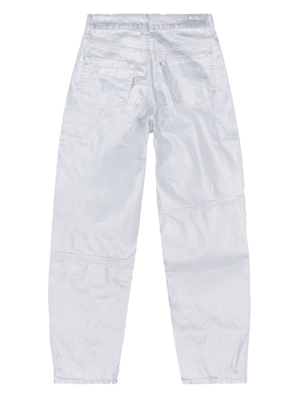 metallic-finish organic-cotton tapared jeans - 6