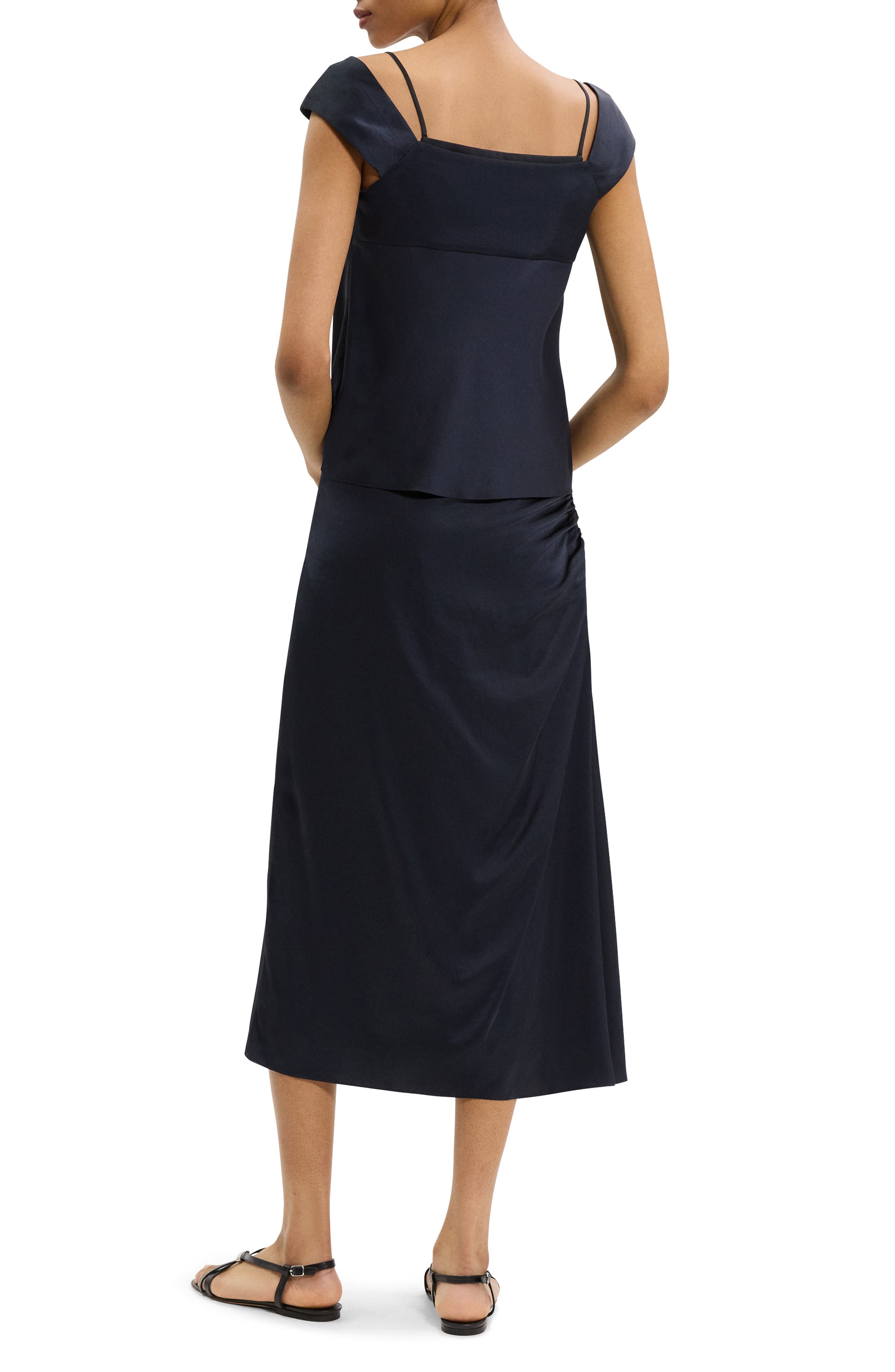 Theory Peek Camisole Layered Look Sleeveless Top in Navy/Black at Nordstrom - 6