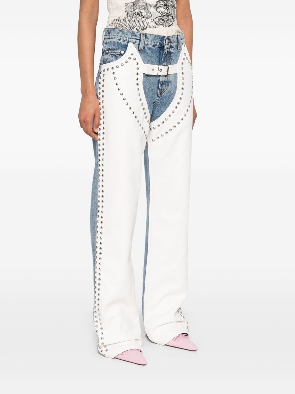 studded straight-leg jeans - 3