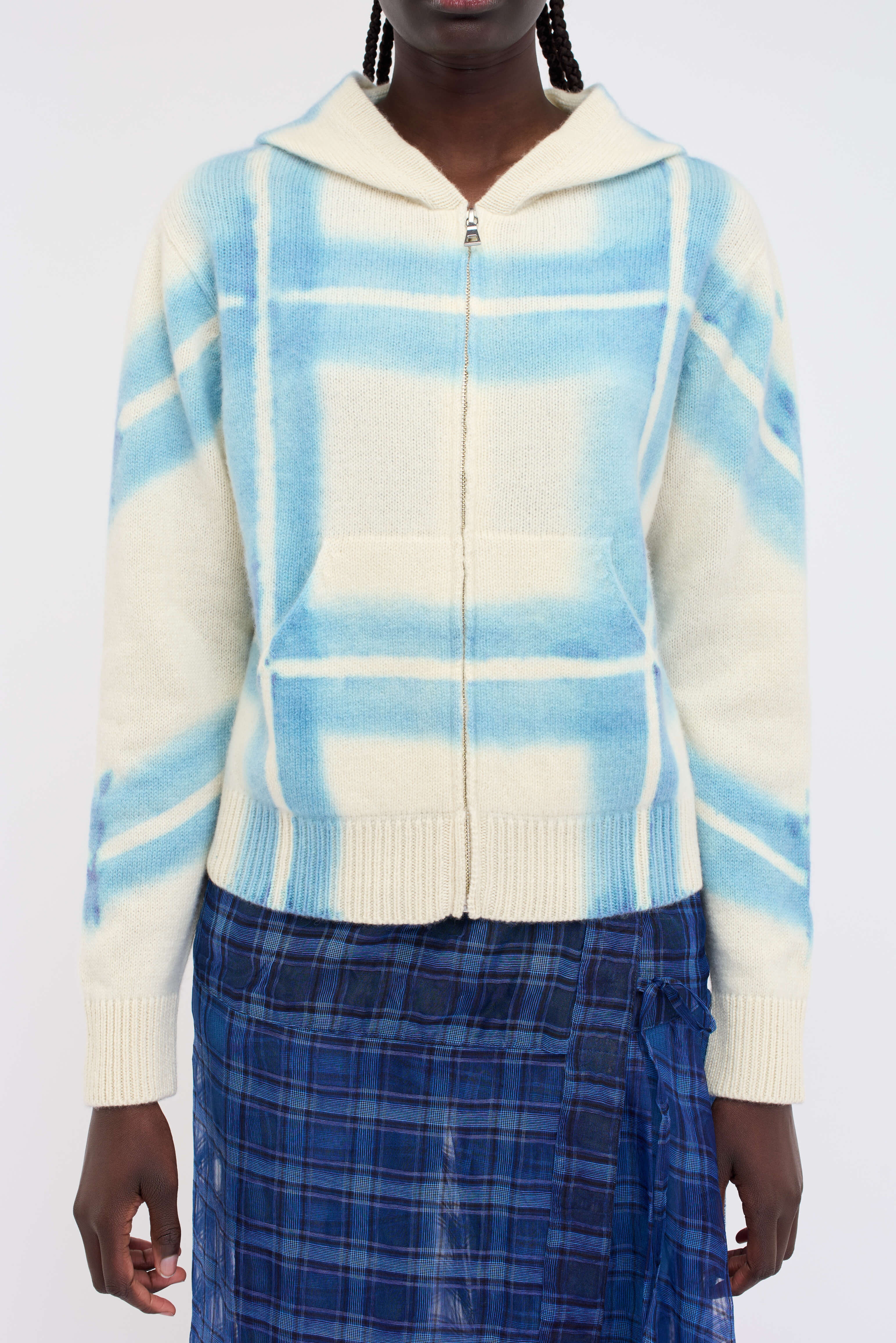 PLAID DYE WOMEN'S ZIP HOODIE - 4