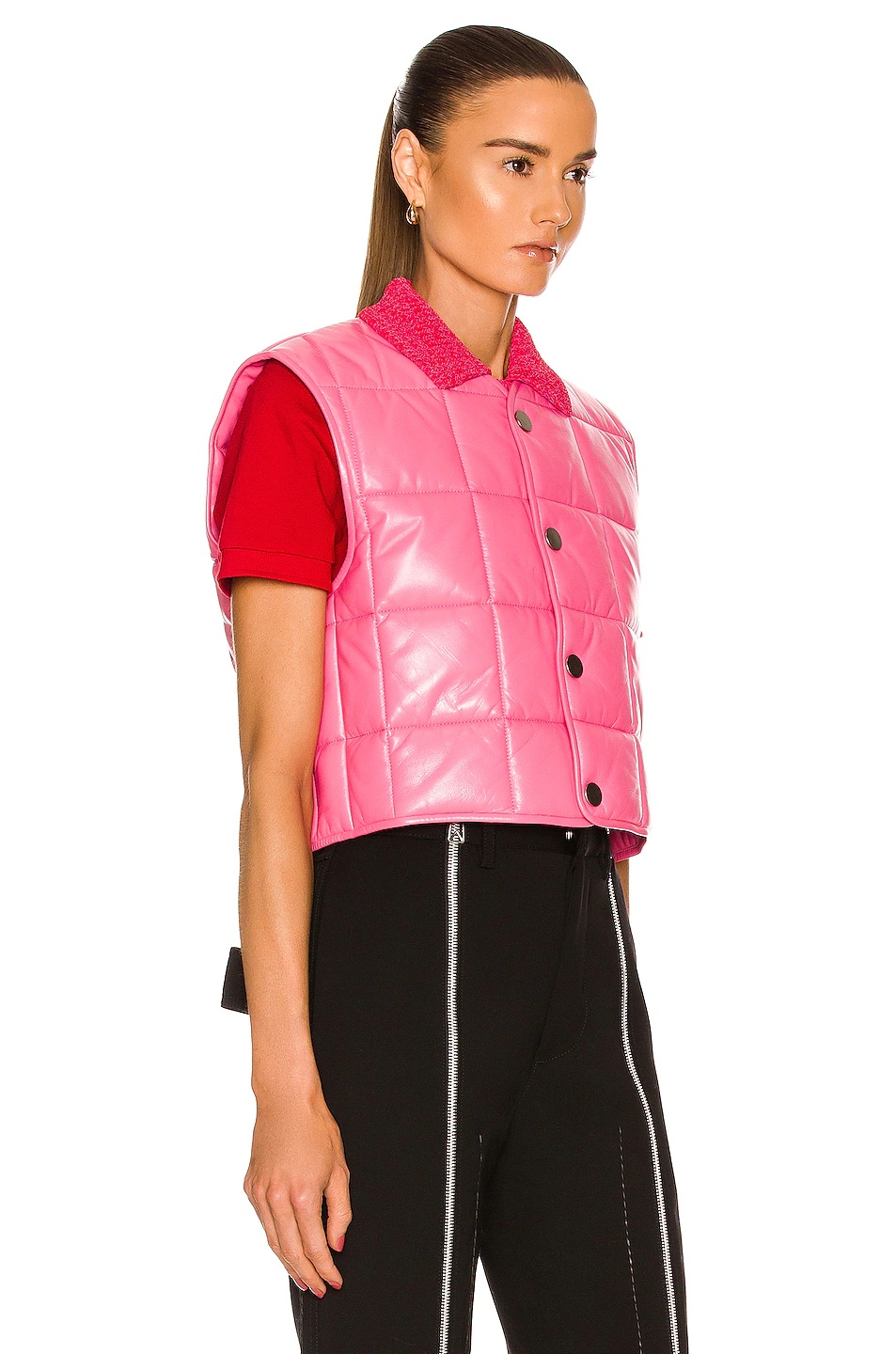 Shiny Leather Padded Vest - 3
