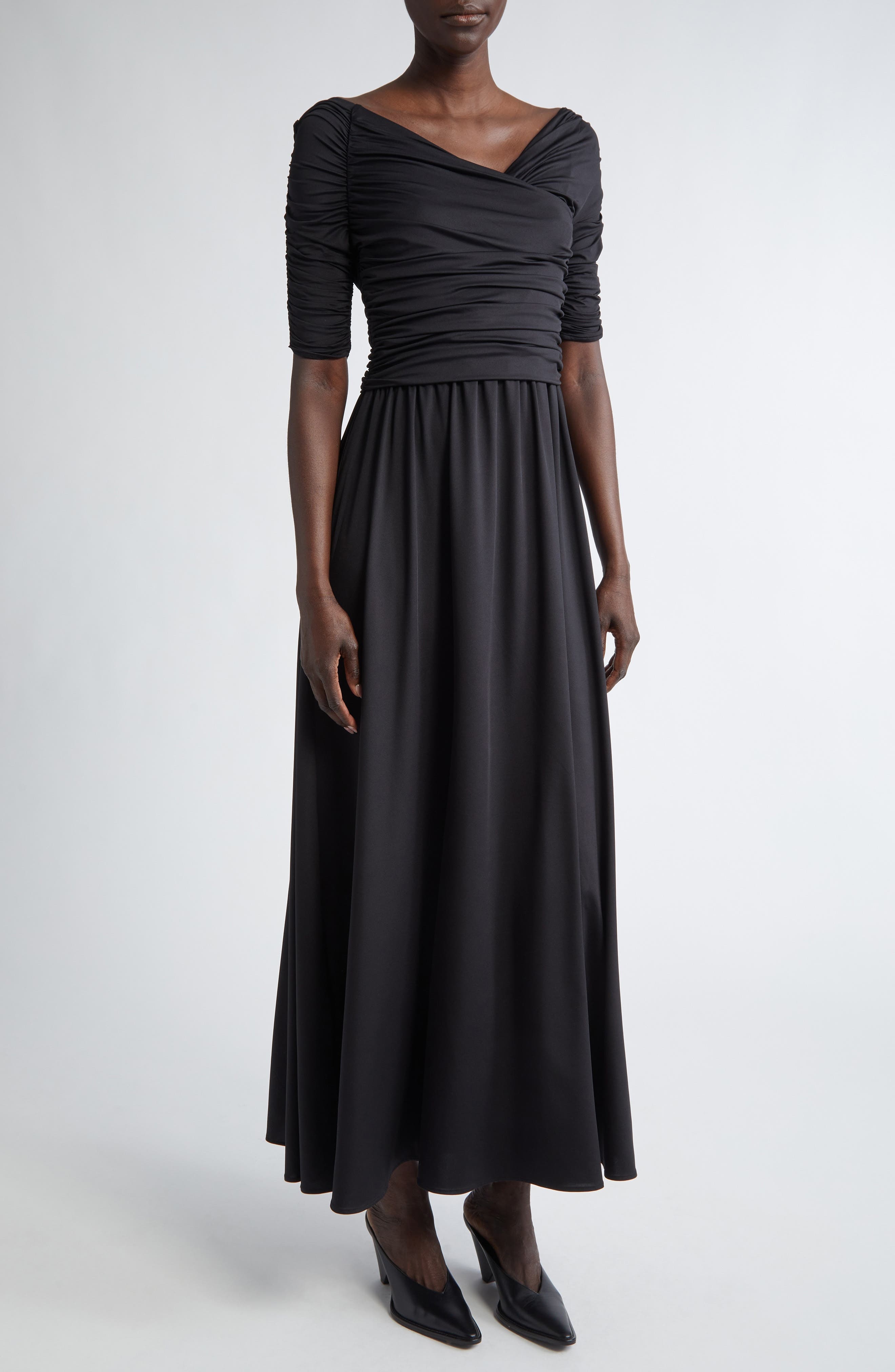 Altuzarra Char Ruched Off The Shoulder Stretch Jersey Midi Dress in 000001 Black at Nordstrom - 1