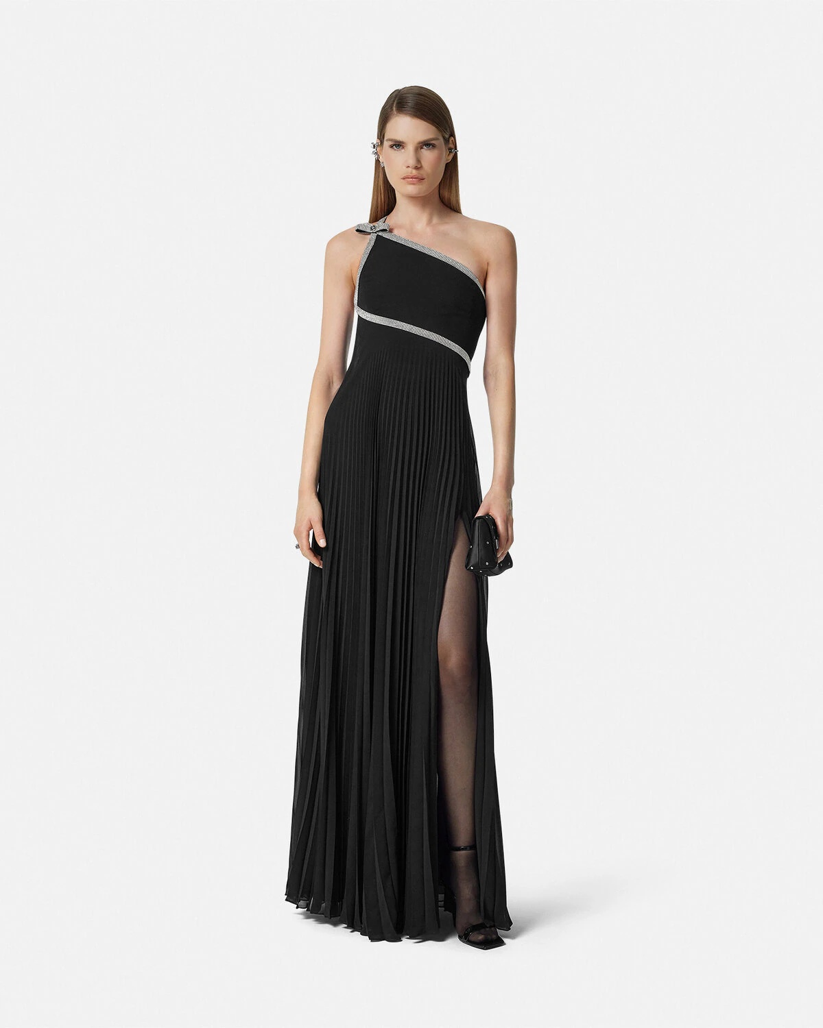 Crystal One-Shoulder Pleated Gown - 2