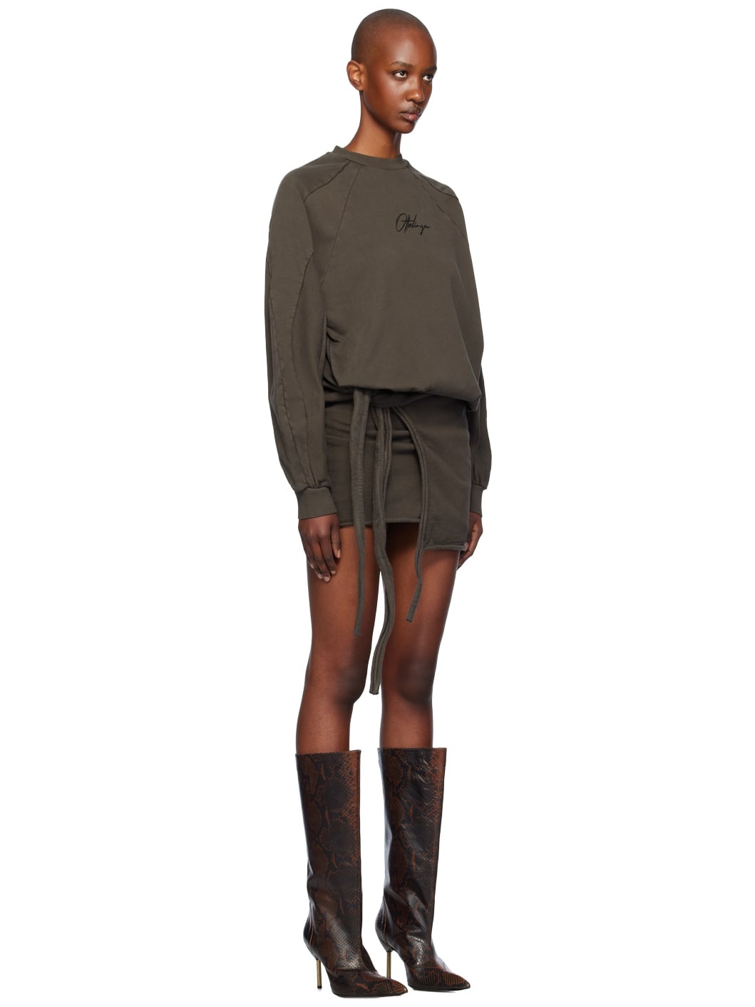 Brown Drape Jersey Minidress - 2