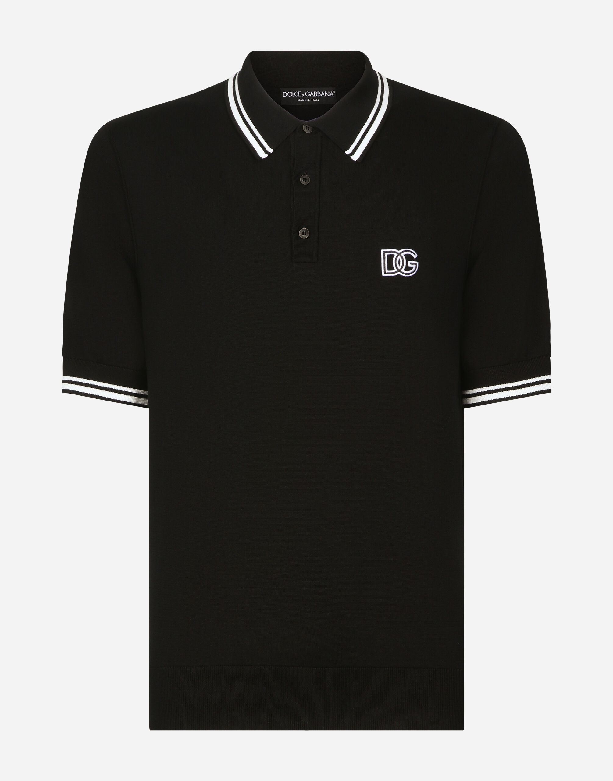 Short-sleeved polo-shirt with DG logo embroidery - 1