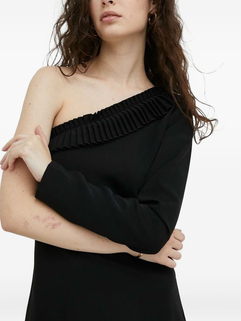 pleated one-shoulder mini party dress 4