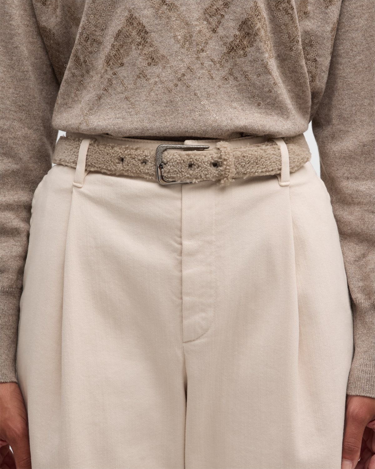 Curly Sheep Shearling Medium Belt - 2