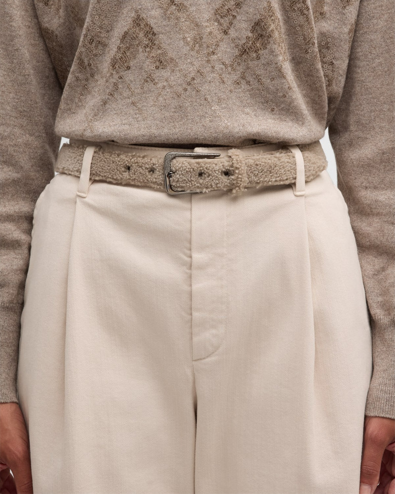 Brunello Cucinelli Curly Sheep Shearling Medium Belt outlook