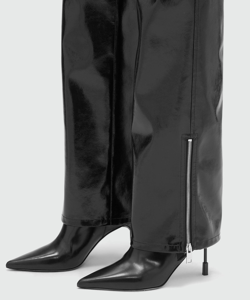 Petent leather pants with bottom zipper 5