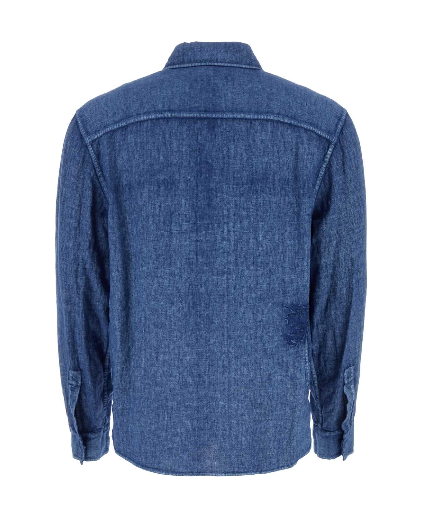 Denim Blue Linen Shirt - 2