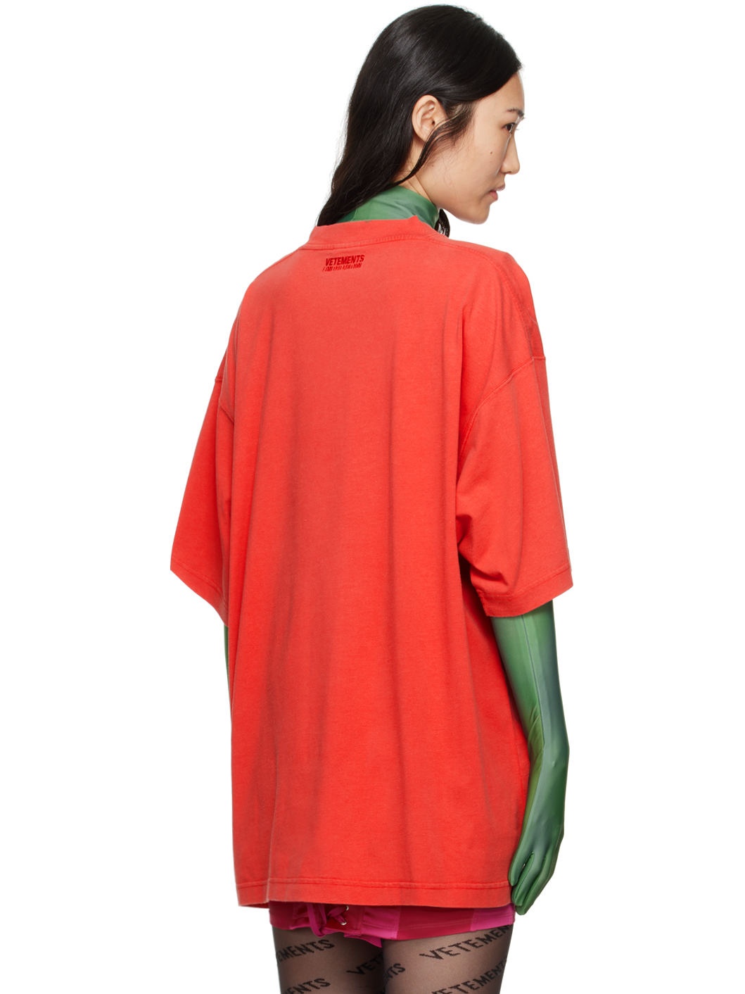 VETEMENTS Red 'A Little Bit Dramatic' T-Shirt REVERSIBLE