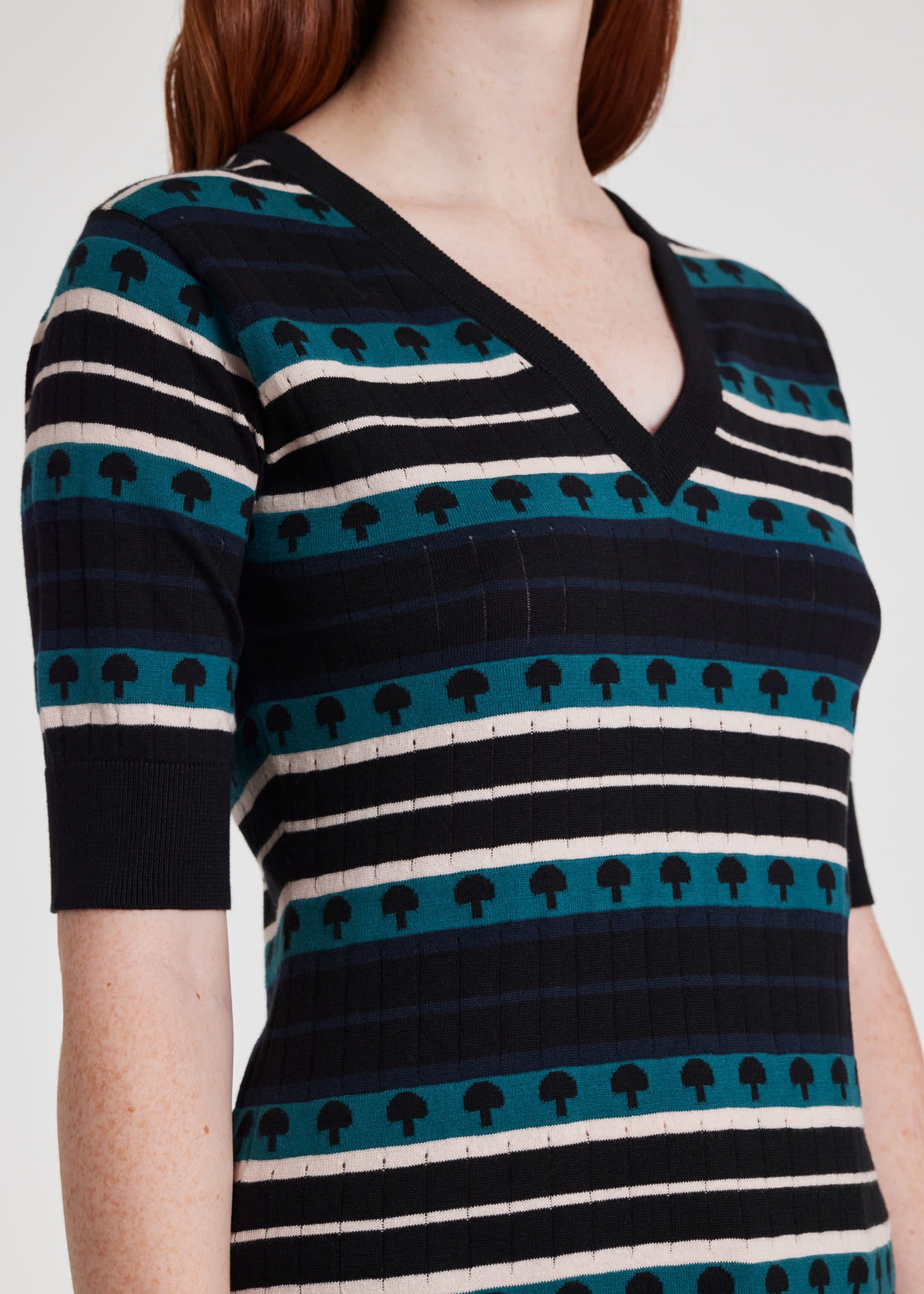 Mushroom Stripe Knit Top - 7