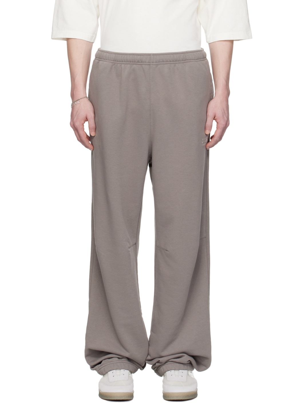 Taupe Embroidered Sweatpants - 1