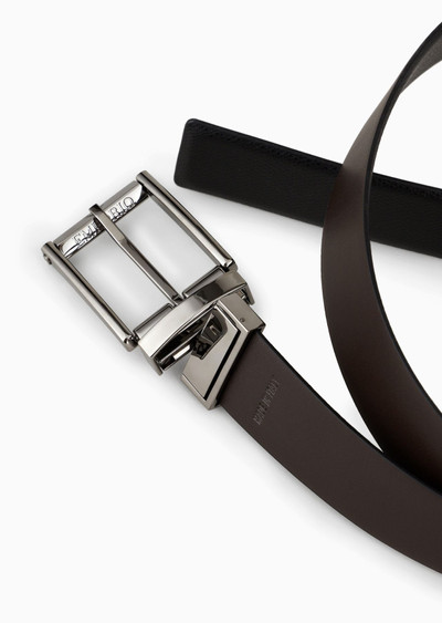 EMPORIO ARMANI Reversible leather belt with one side in palmellato leather outlook