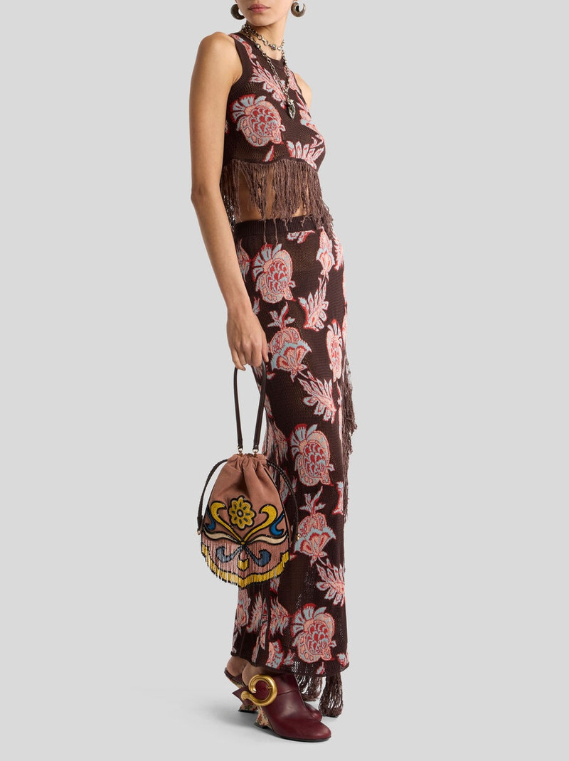 MAXI SKIRT IN COTTON-BLEND JACQUARD WITH FRINGING AND FLORAL MOTIF 4