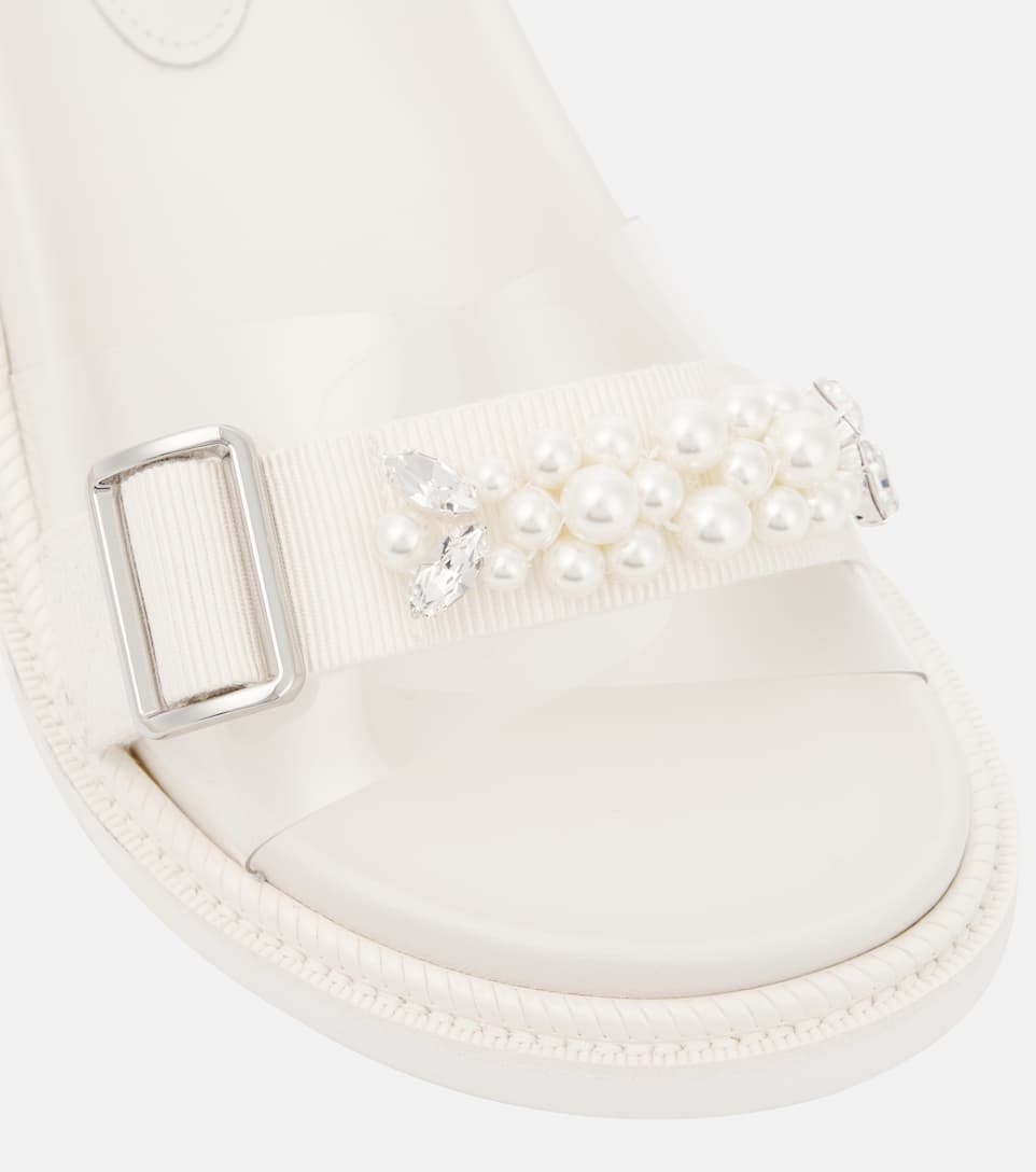 Off-White Embellished Slides - 5