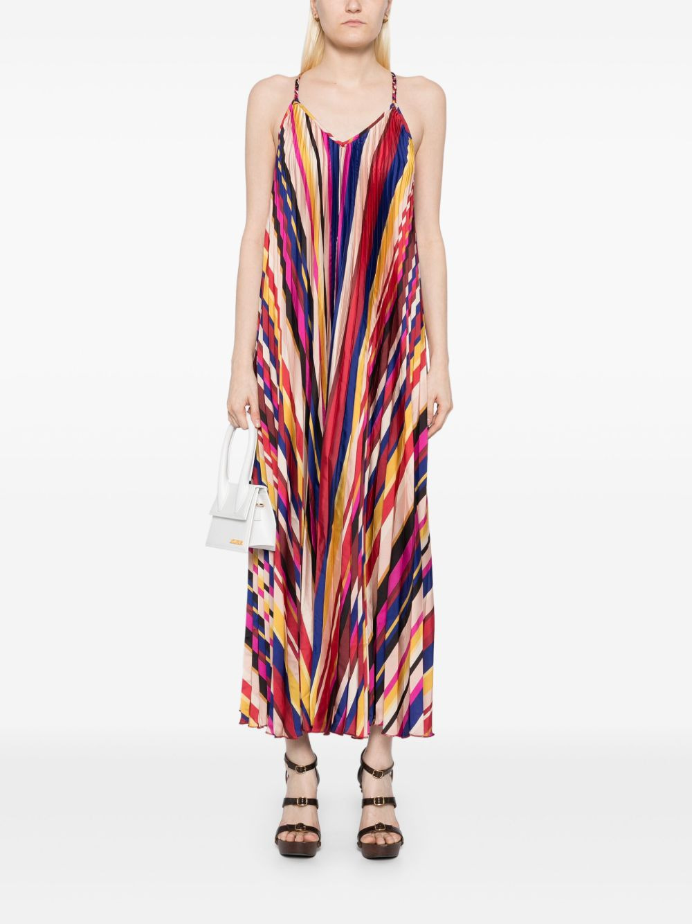 diagonal-stripes pleated midi dress - 2