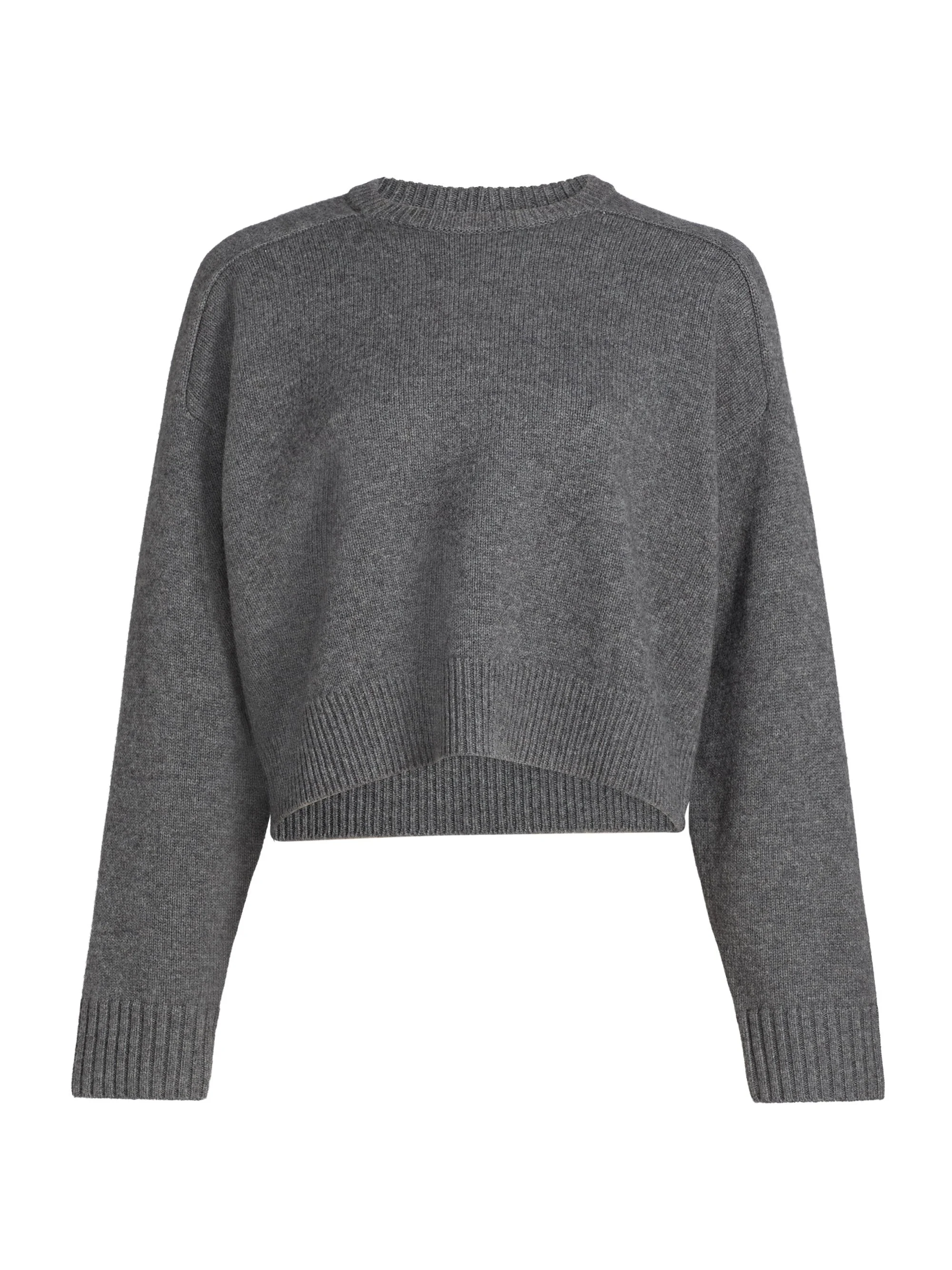 Women's Bruzzi Cropped Wool-Cashmere Sweater - Anthracite Melange - 1