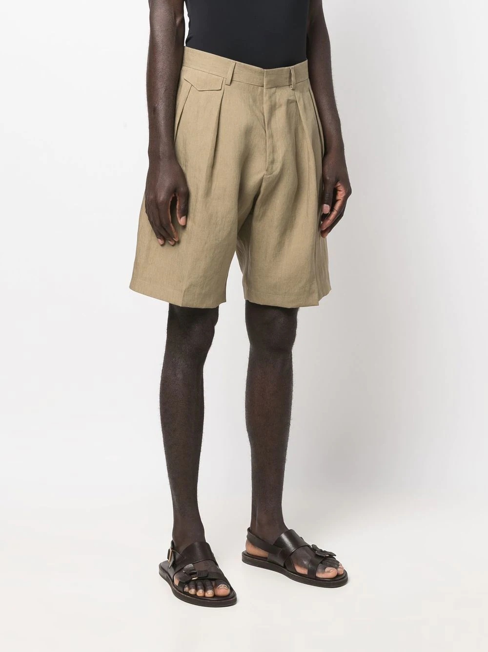 knee-length pleated bermuda shorts - 3