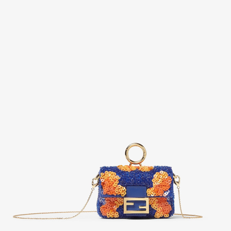 Nano Baguette Charm Multicolor beads and sequin charm with floral embroidery 1