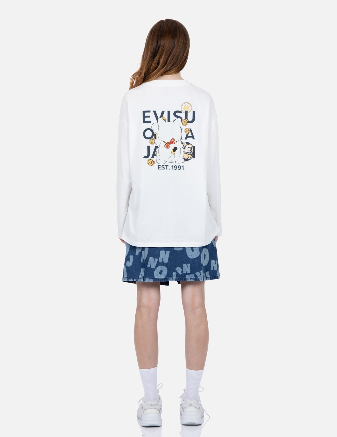 FORTUNE CAT BACK VIEW PRINT T-SHIRT - 5