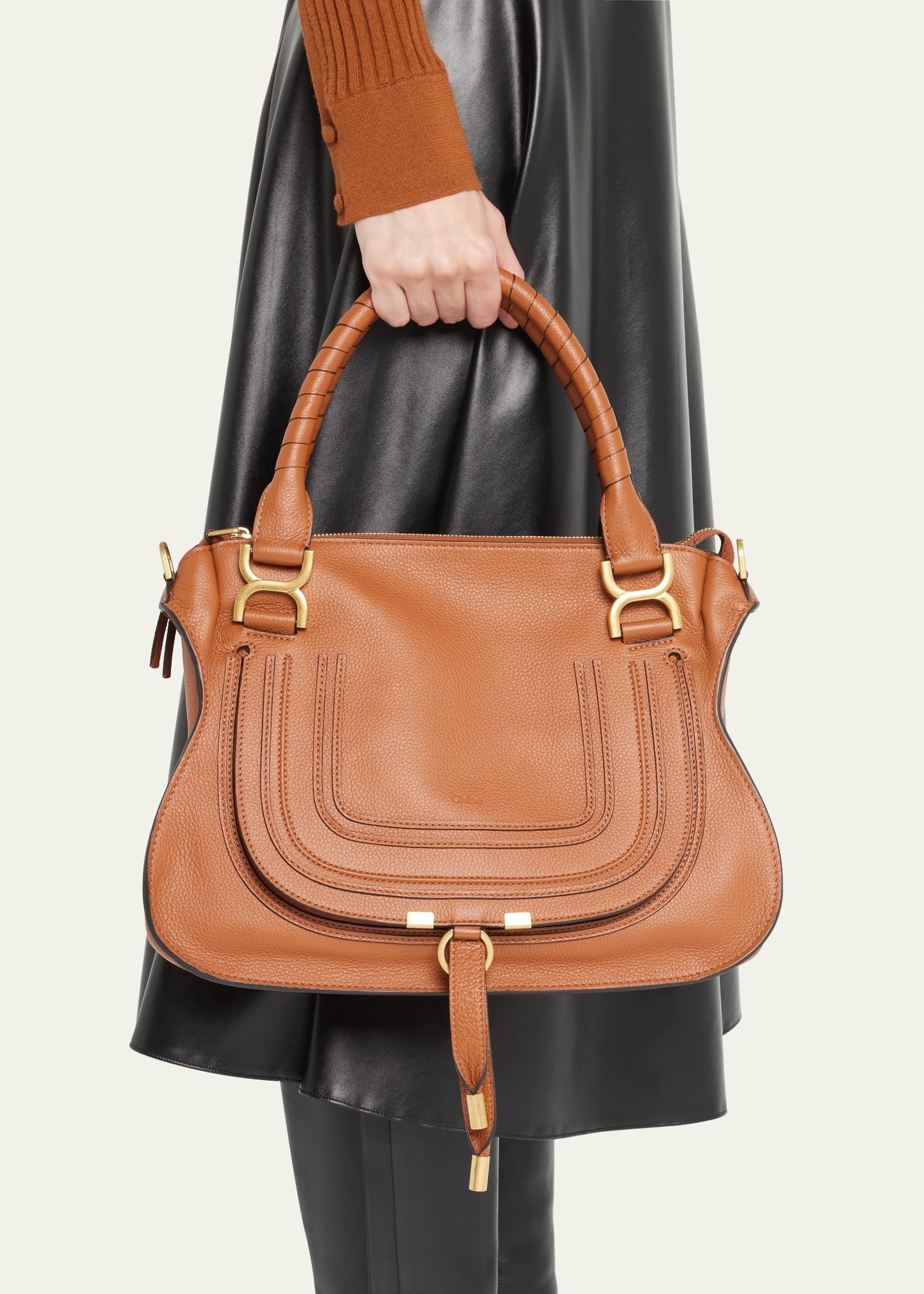 Marcie Medium Zip Leather Satchel Bag - 2
