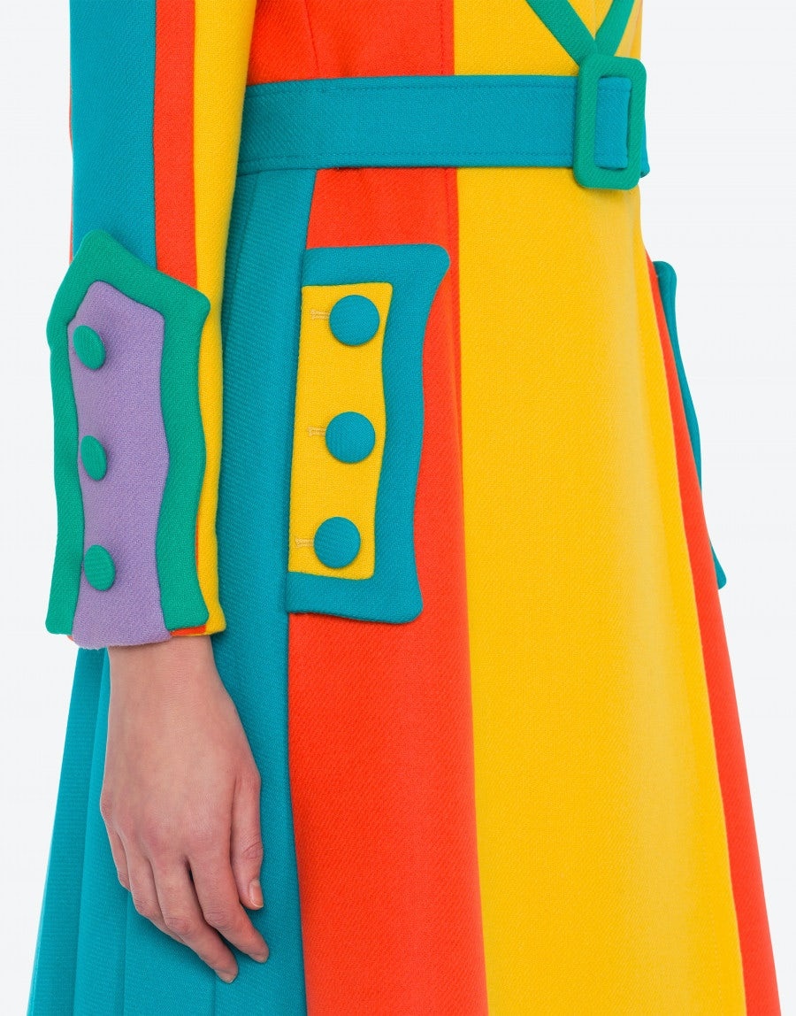 COLOR BLOCK CLOTH COAT - 4