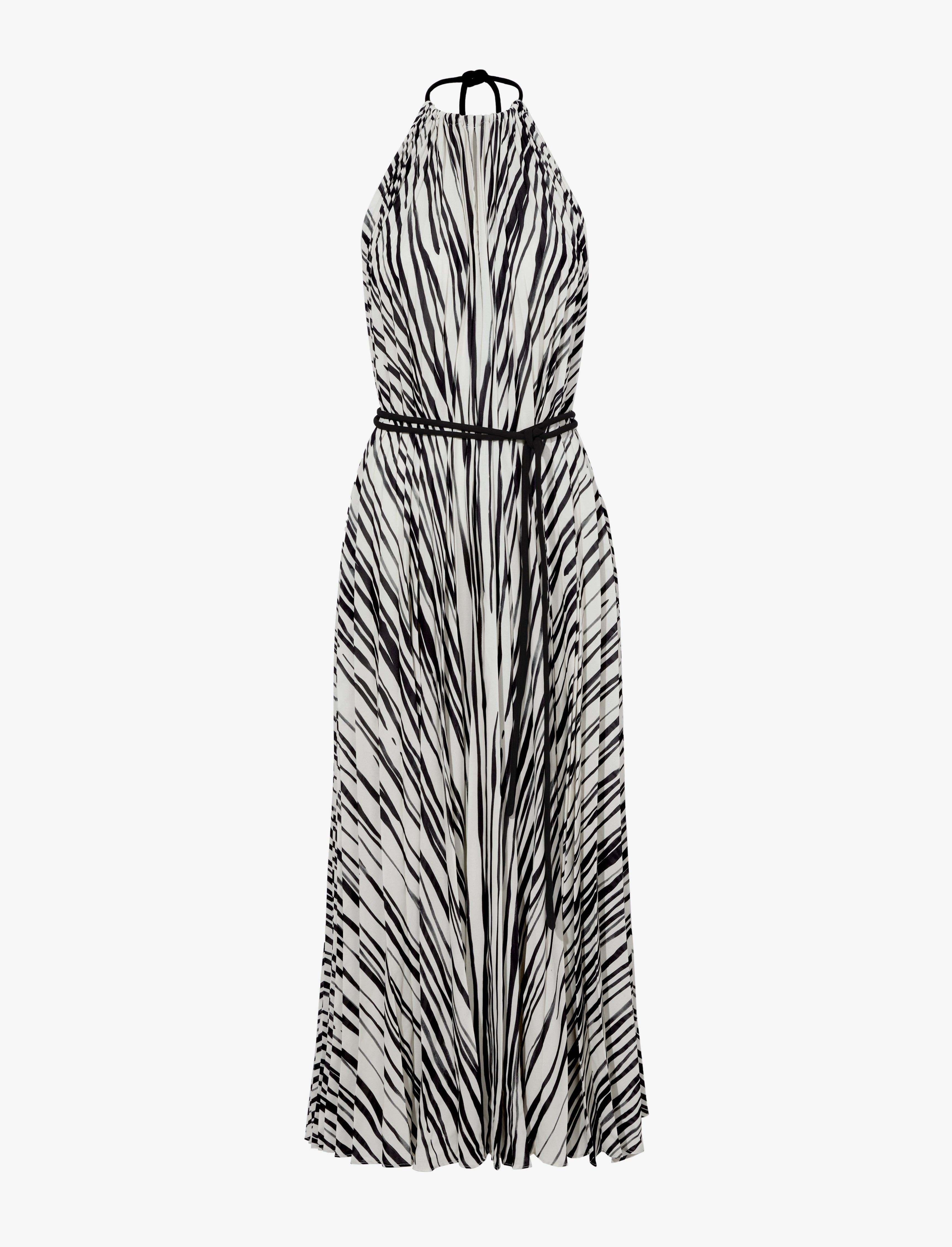 Frida Halter Dress in Printed Sheer Pleated Chiffon - 1