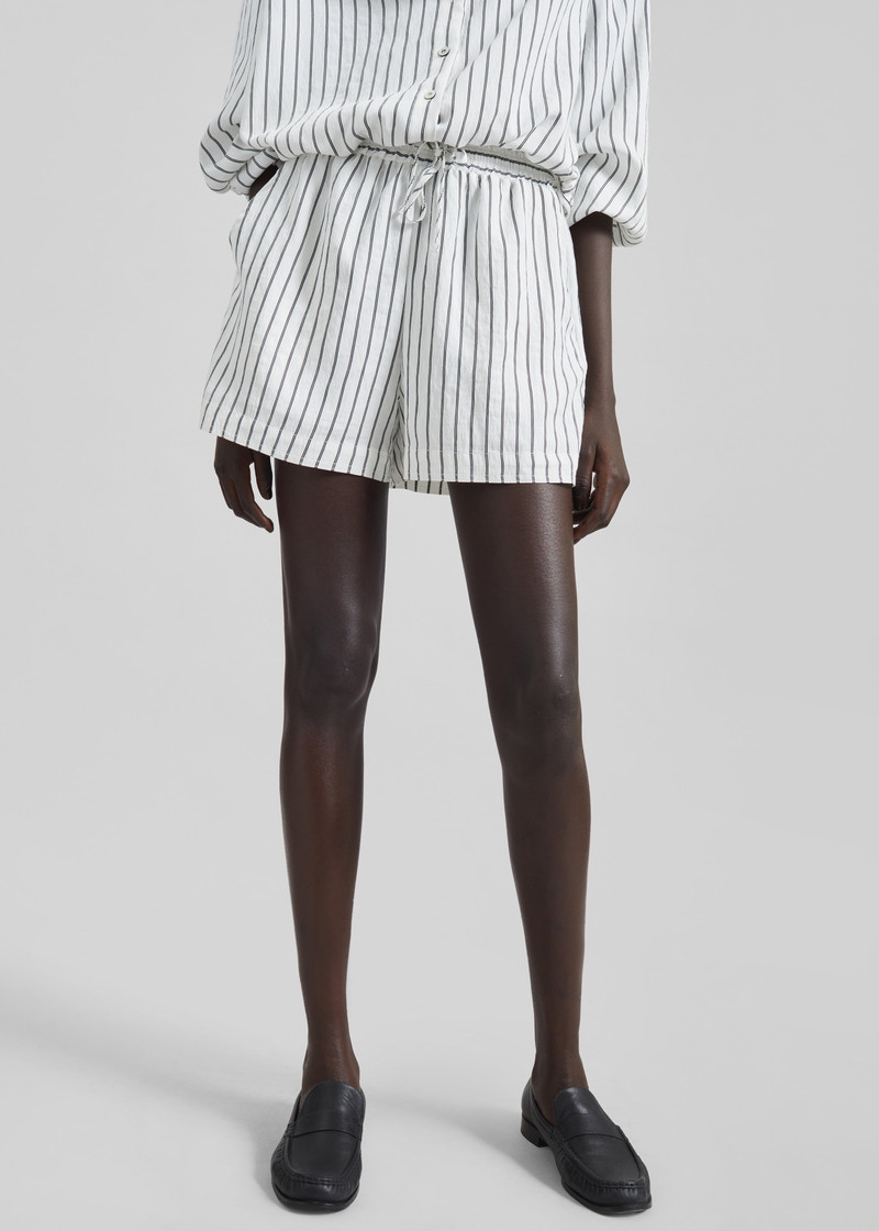Manisa Mini Shorts - White/Black Stripe 3