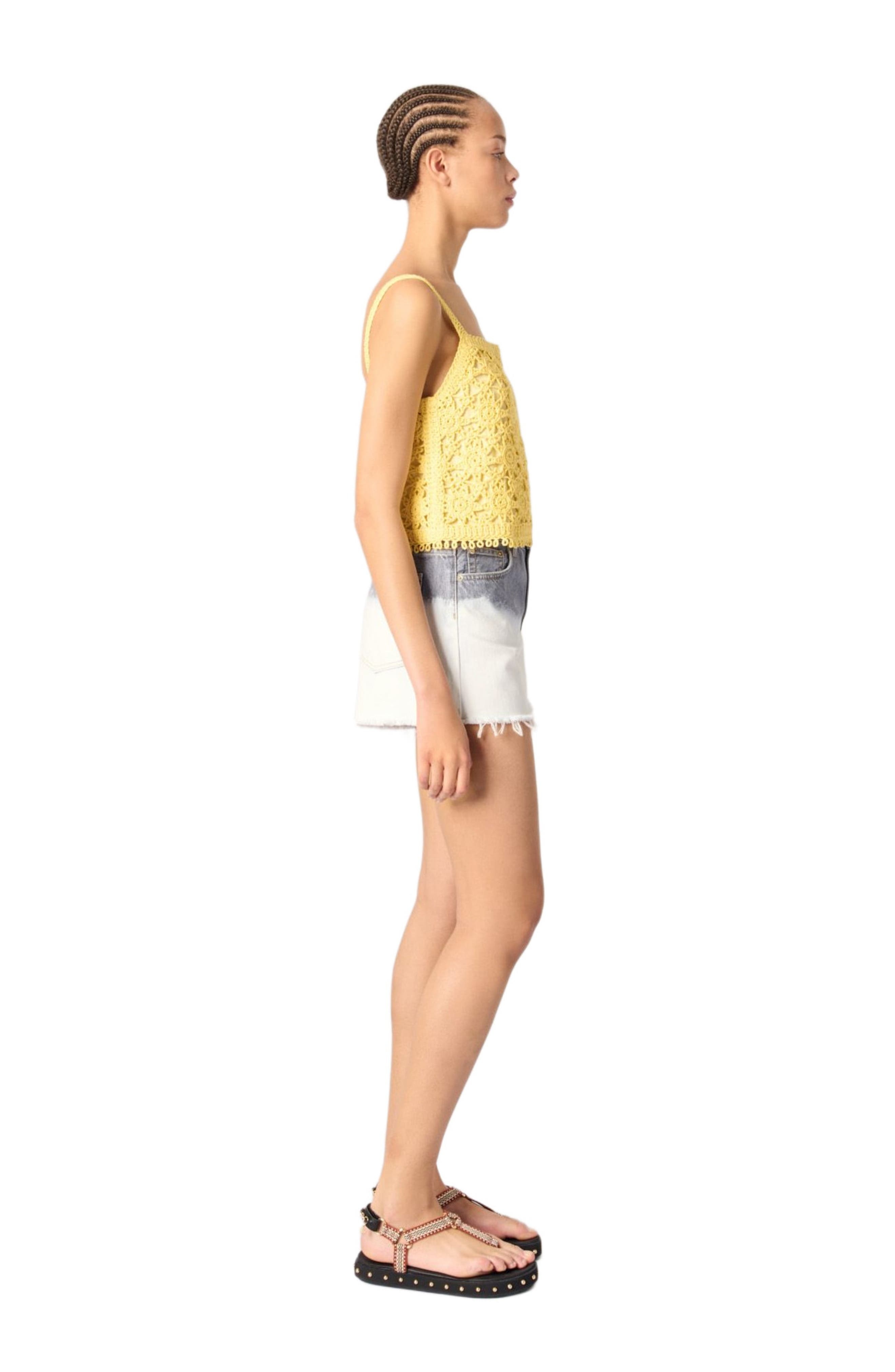 maje Crochet-knit Crop Top in Yellow Banana at Nordstrom - 3