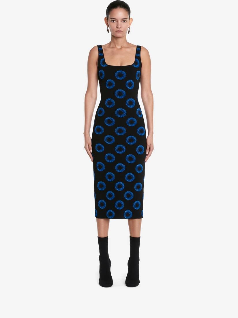 Women's Iris Jacquard Pencil Dress in Black/blue - 2