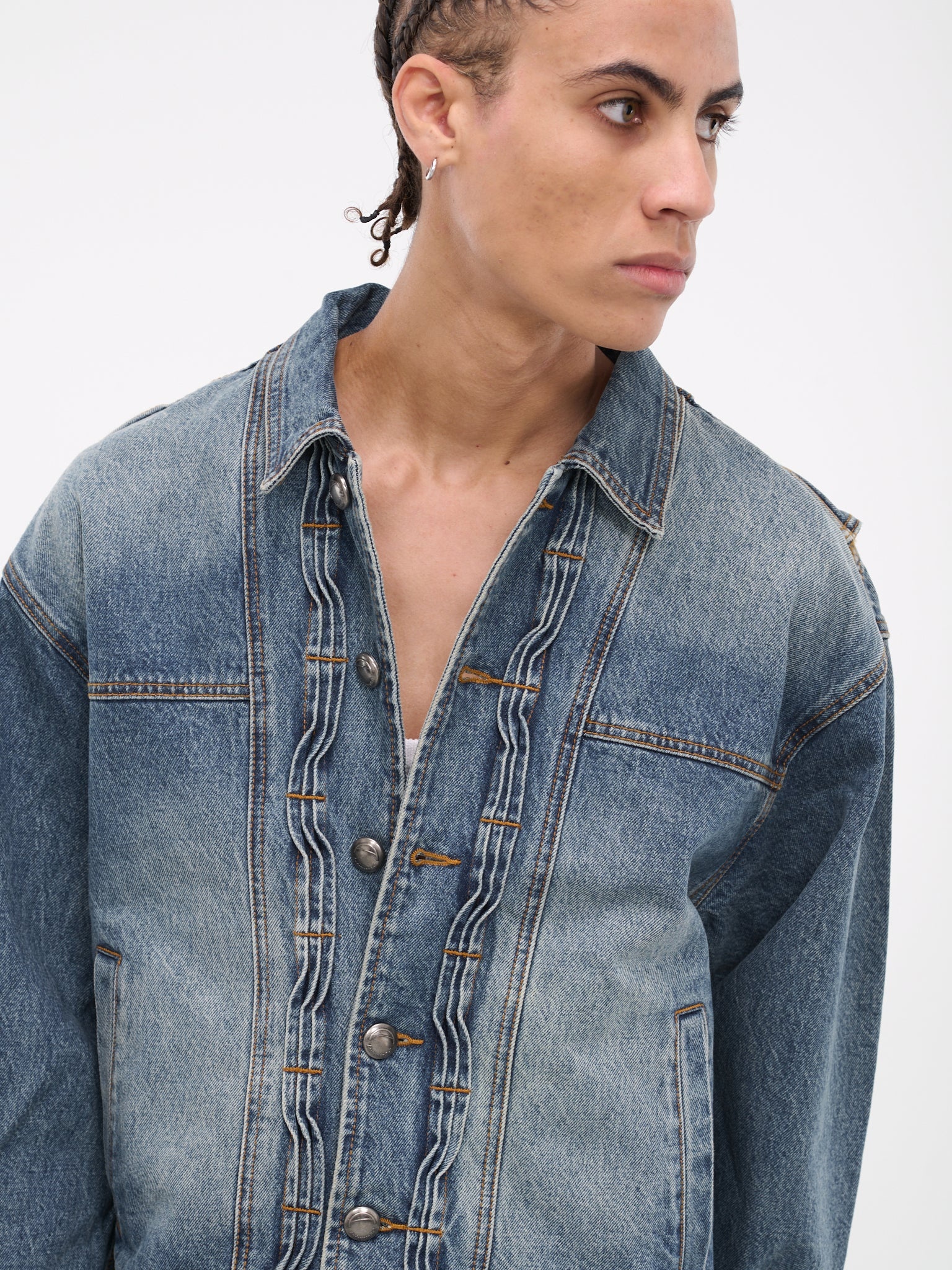 Wave Denim Bomber Jacket - 5