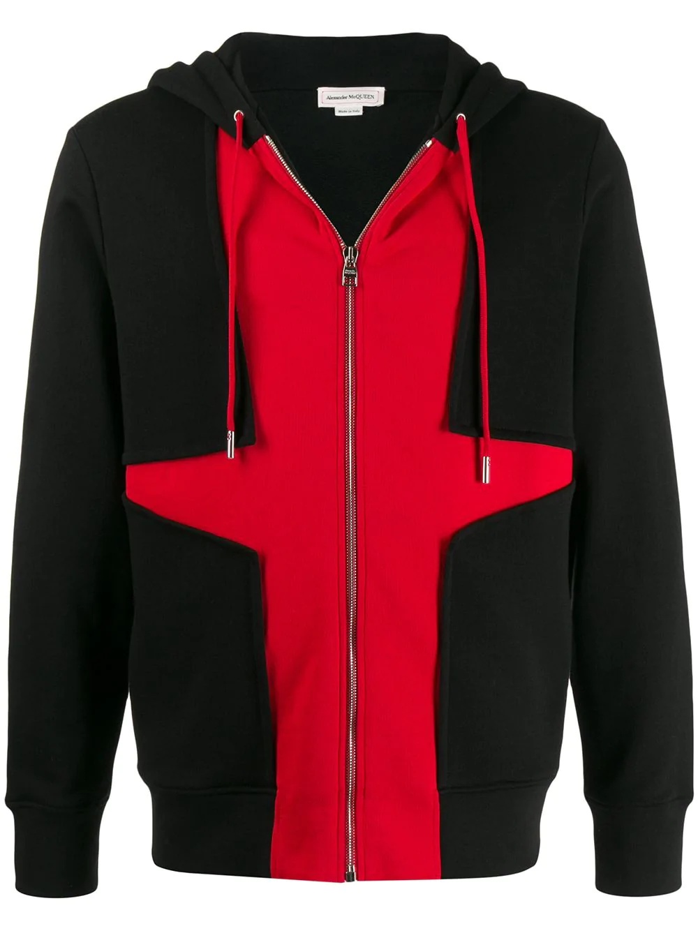 colour-block zip-up hoodie - 1