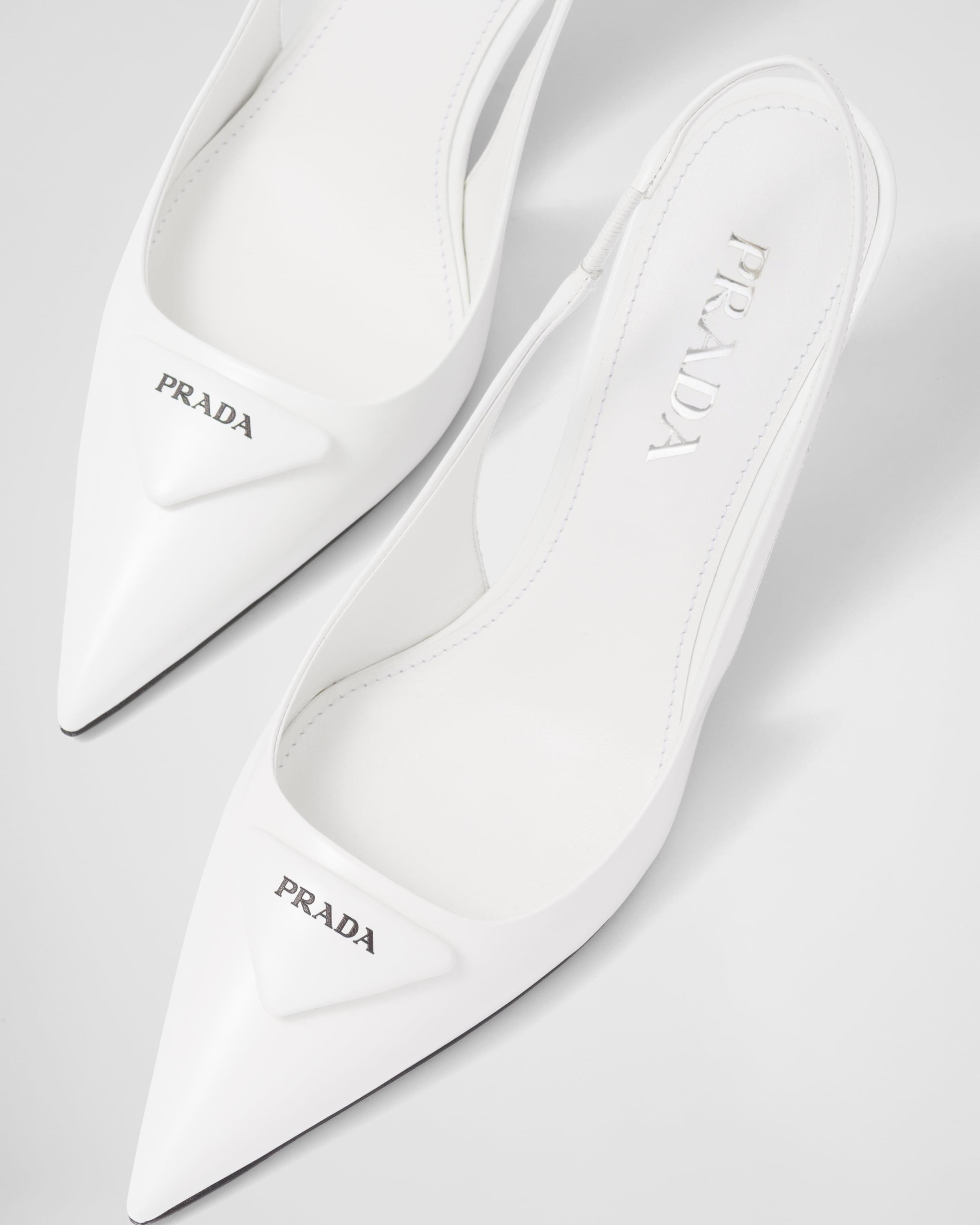 Brushed leather slingback pumps - 5