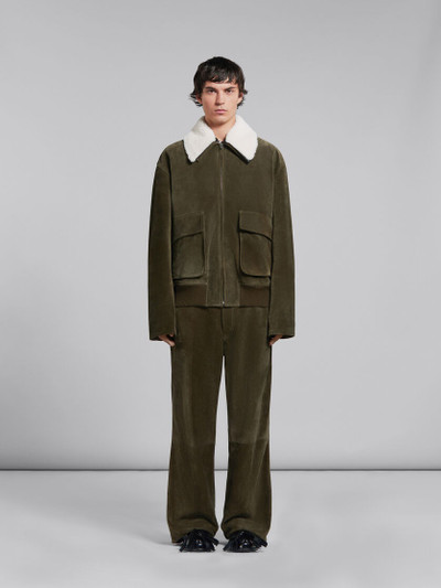 Marni GREEN SUEDE JACKET WITH SHEARLING COLLAR outlook