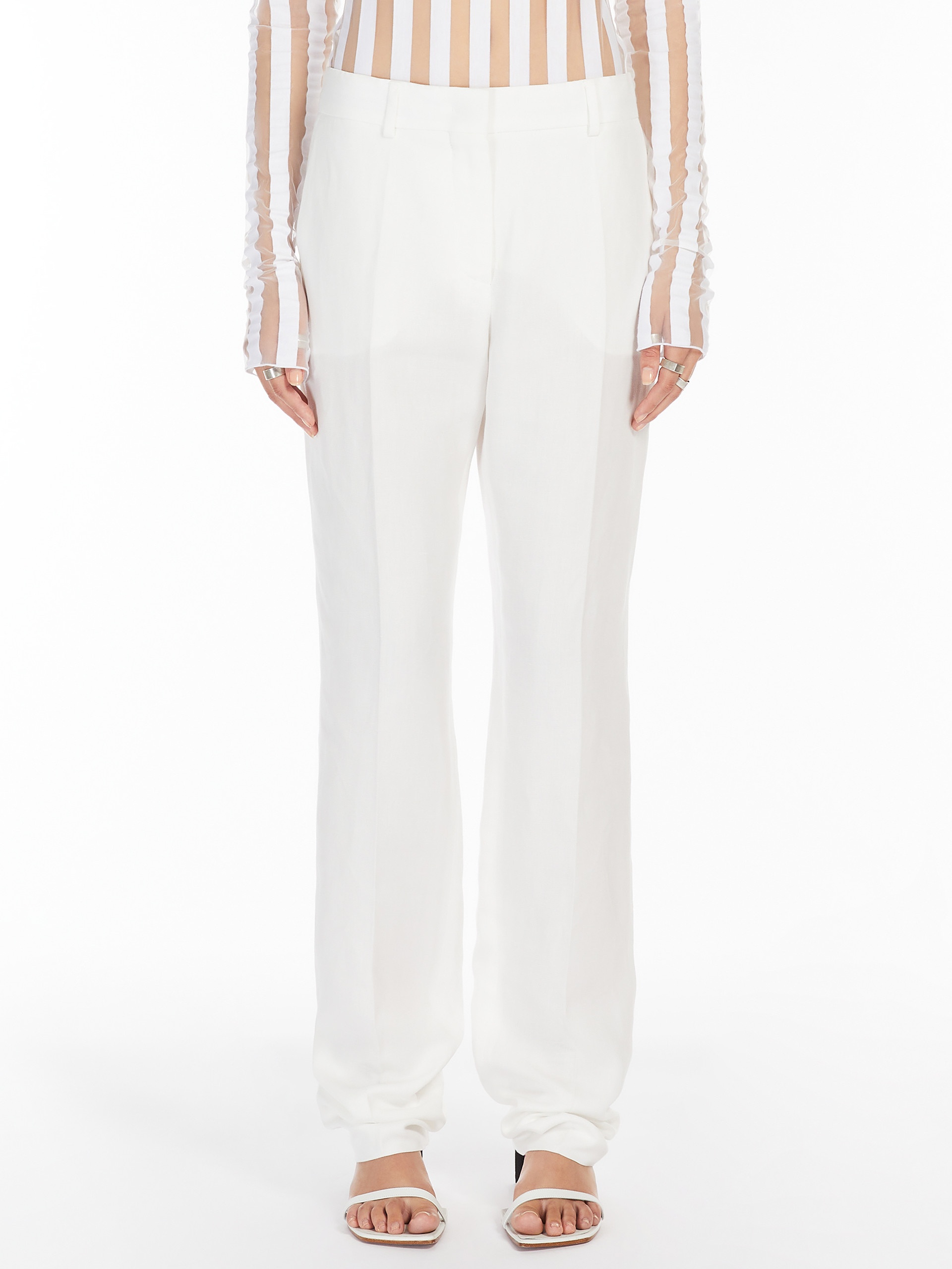 RAOUL Flared viscose and linen twill trousers - 3