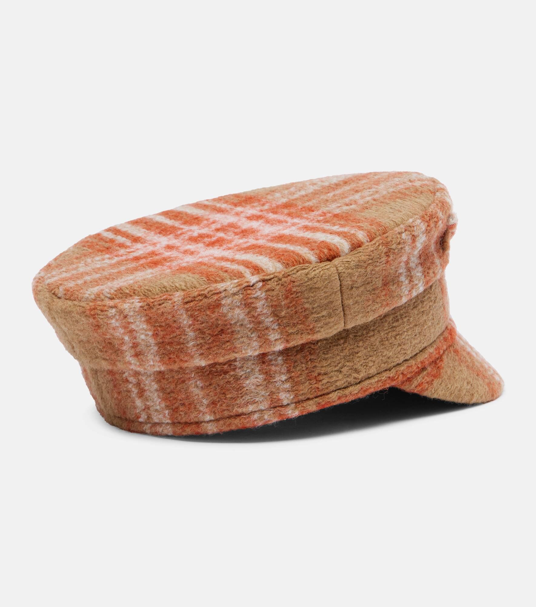 Checked wool-blend newsboy cap - 4