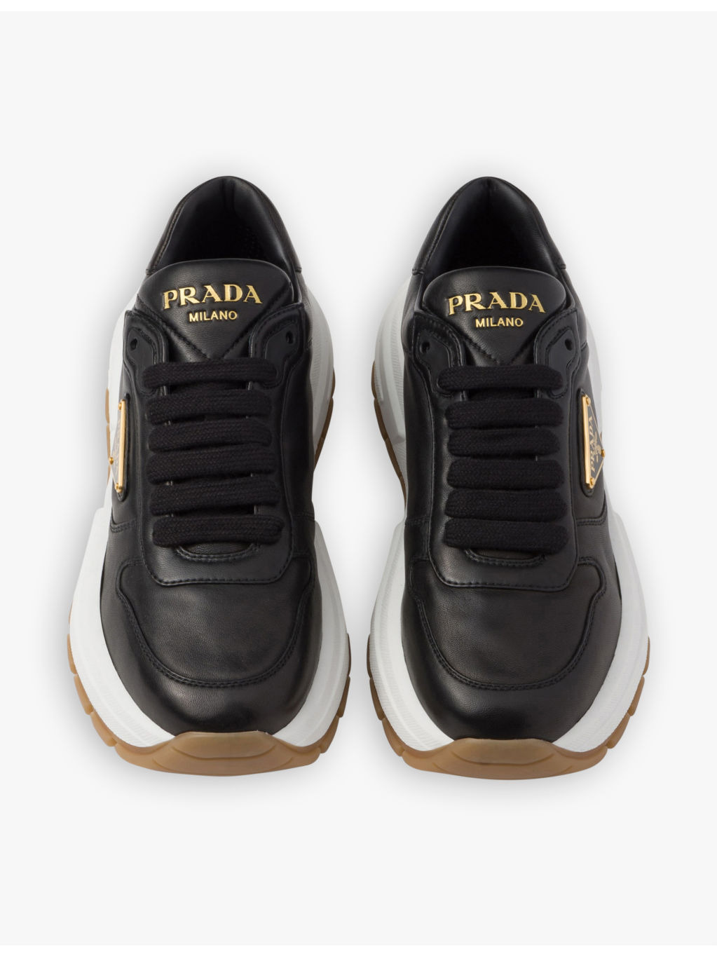 Brand-plaque leather low-top trainers - 2