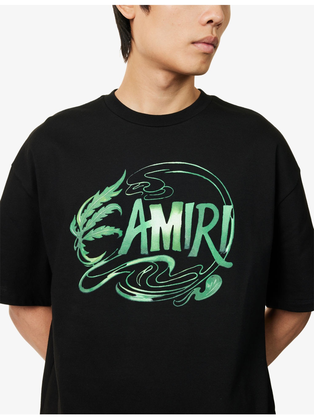 Leaf-Print Crewneck Cotton-Jersey T-shirt - 5