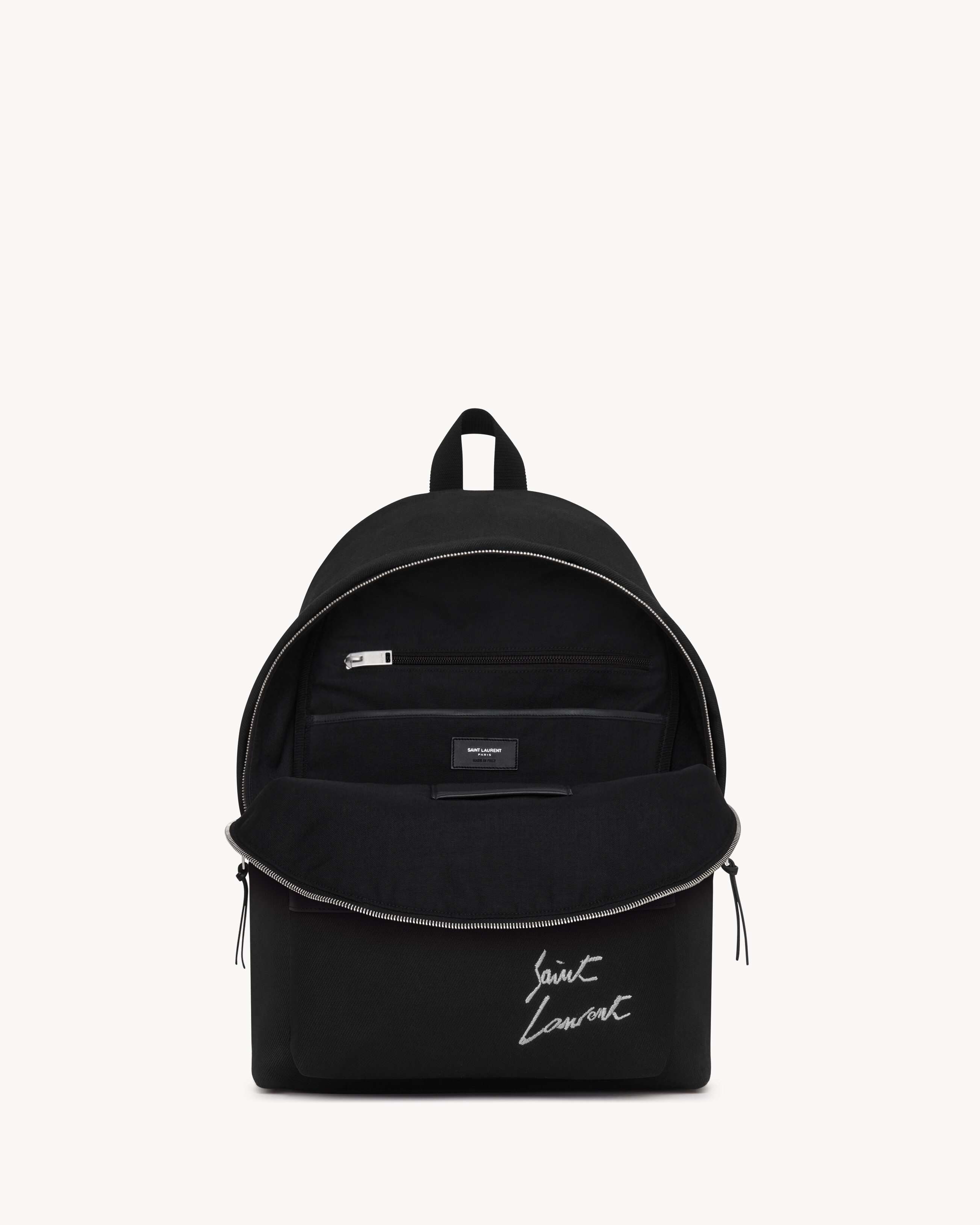 SAINT LAURENT EMBROIDERED CITY BACKPACK IN CANVAS - 4