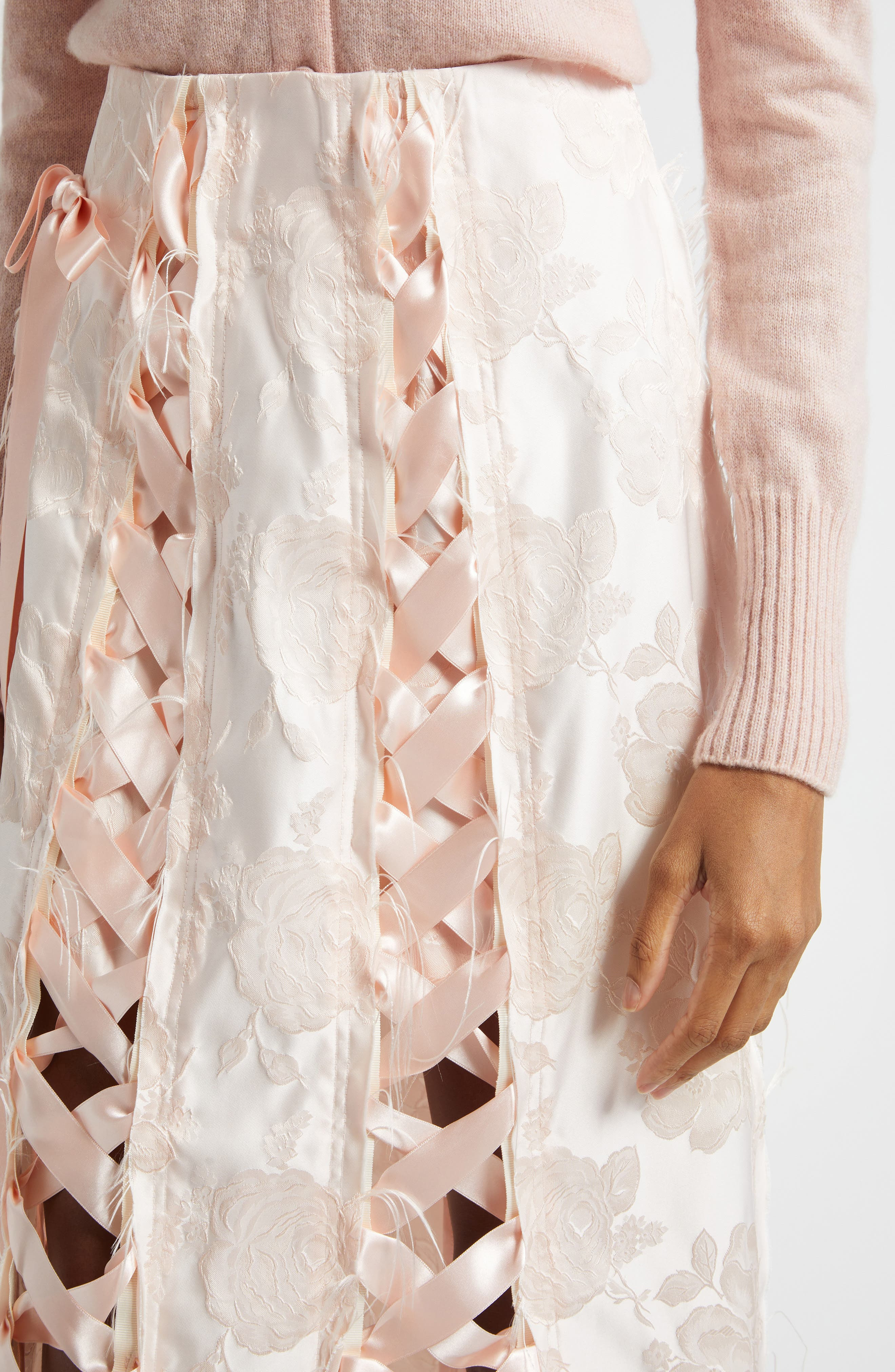 Simone Rocha Unraveleing Ribbon Skirt in Blush/Blush at Nordstrom - 5