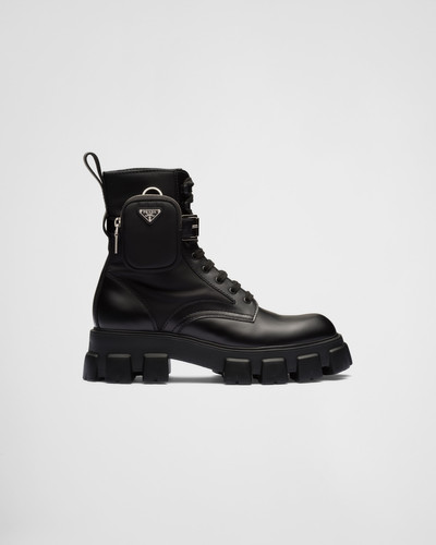 Prada Monolith brushed leather and Re-Nylon boots with pouch outlook