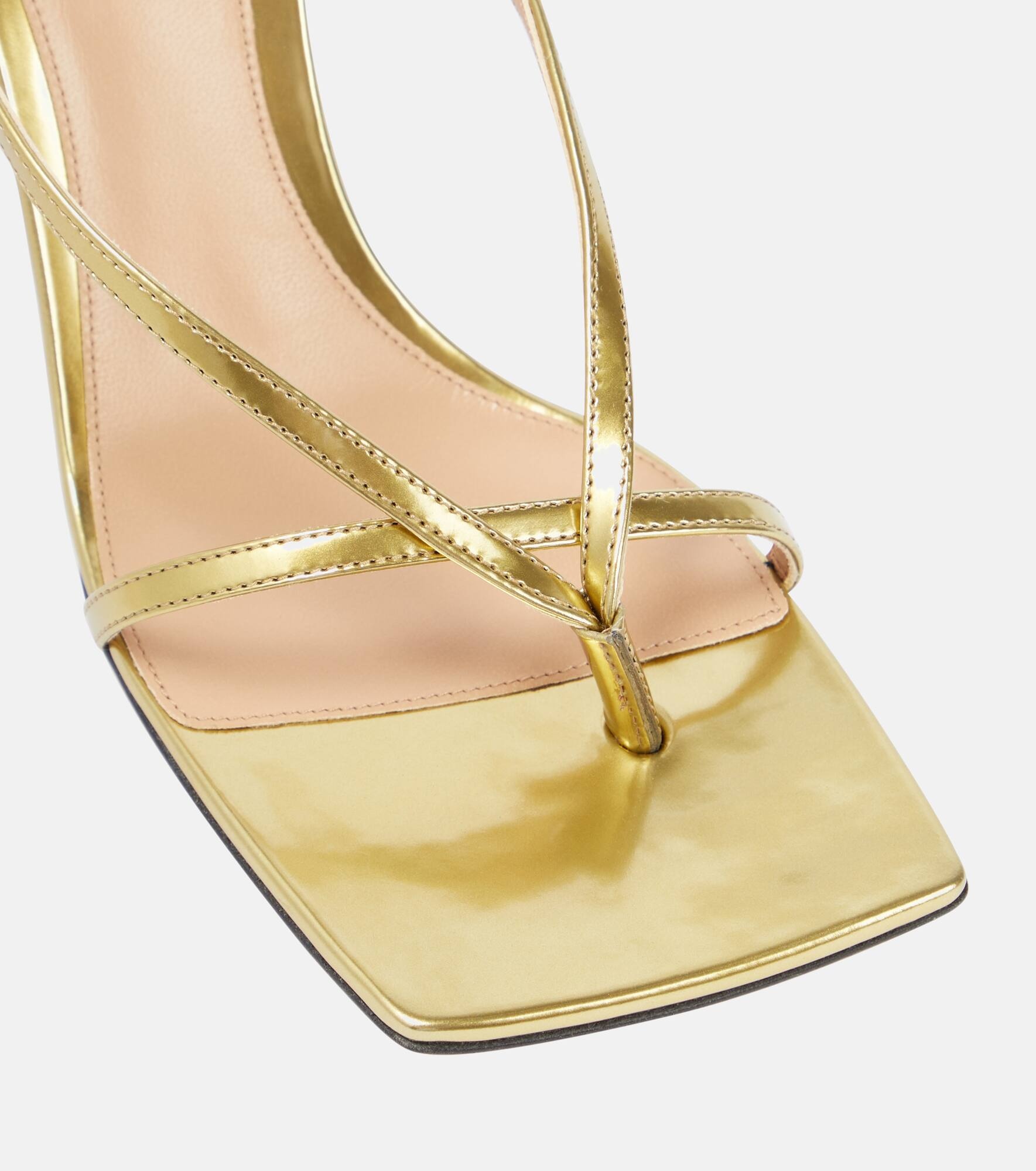 Stretch metallic leather sandals - 6