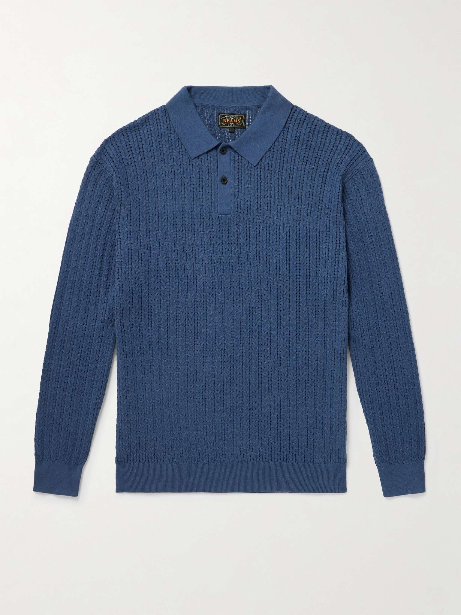 Cable-Knit Cotton, Cashmere and Wool-Blend Polo Shirt - 1