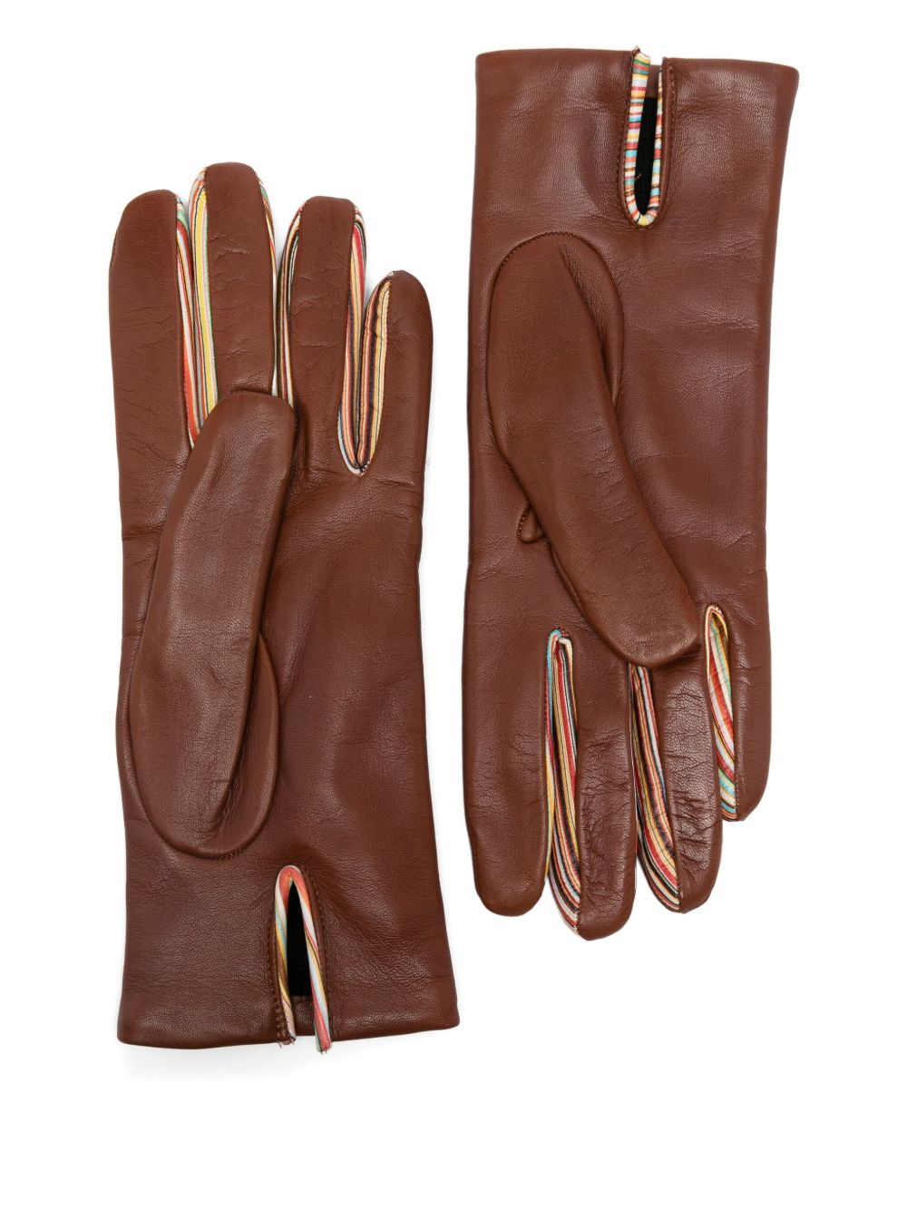 leather multi-stripe gloves - 2