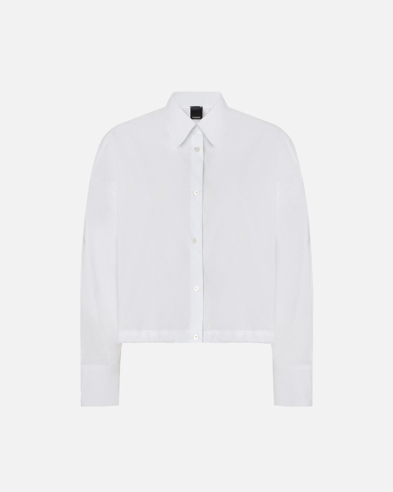 CROPPED SHIRT IN STRIPED COTTON WITH LOGO 1